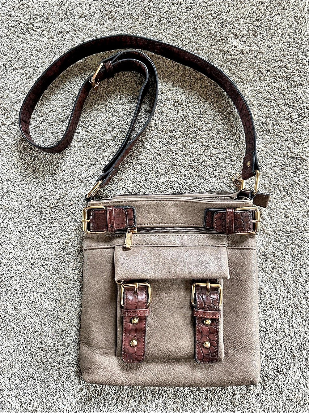 Dasein Crossbody Bag in Brown & Gray